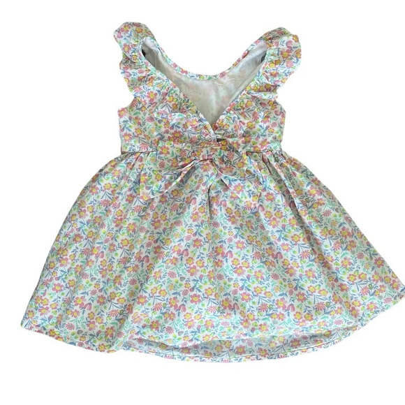 Tommy Bahama 4T Girls Floral Lined Ruffled Sleeveless With Bow Dress - Picture 3 of 6